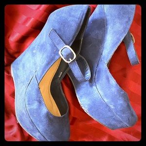 Charlotte Russe Navy Suede Wedges